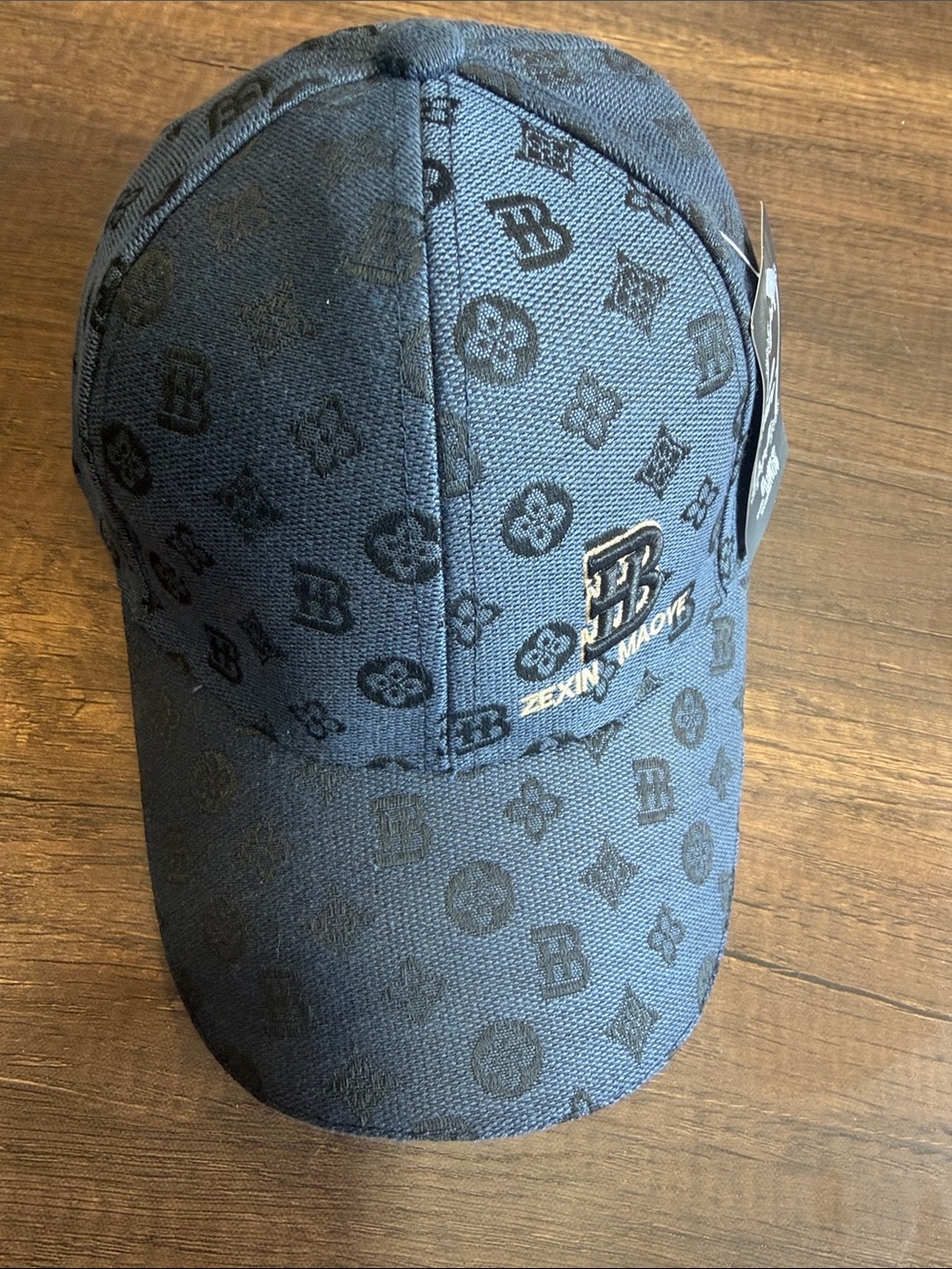 ZEXIN MAOYE Black Monogram Baseball Cap Adjustable Snapback Hat Unisex NWT